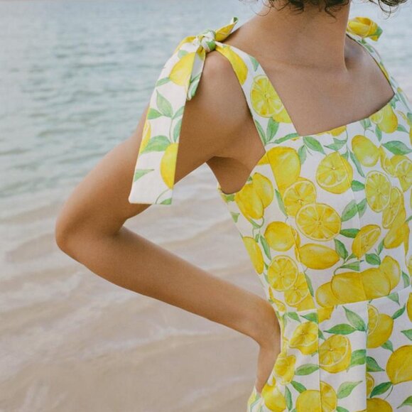 PRINTED LINEN BLEND MINI DRESS - Picture 7 of 10